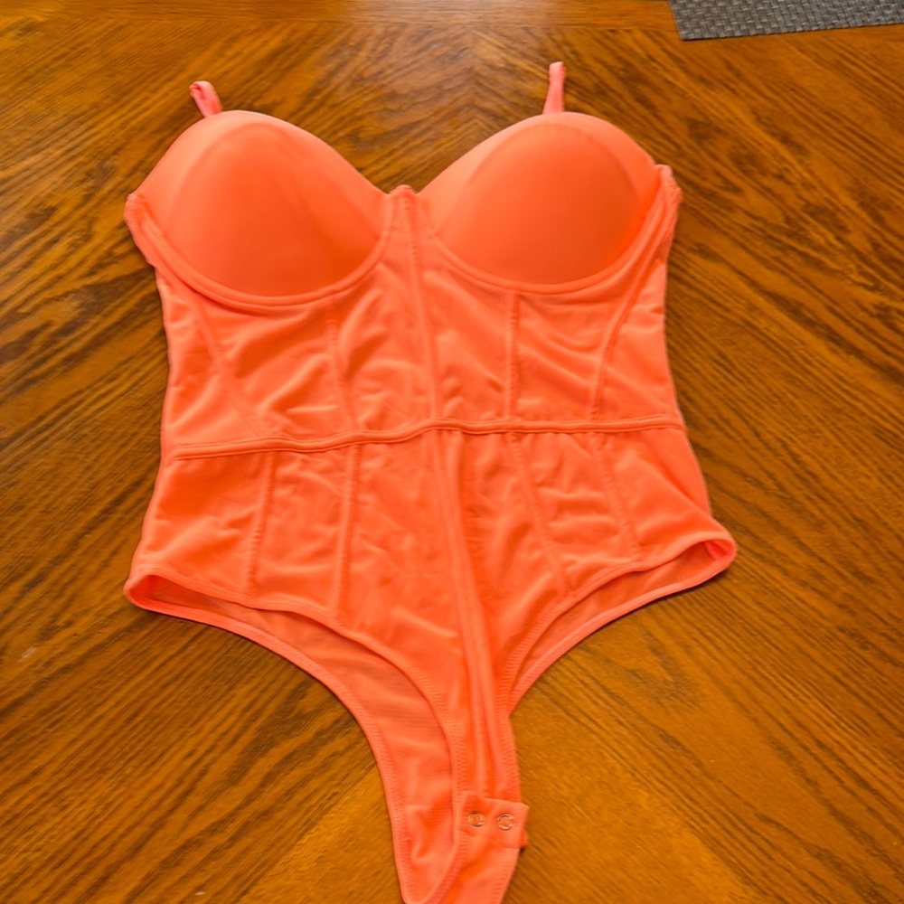 Reoria Glamorous Illusion Spaghetti Strap Bodysuit nwt